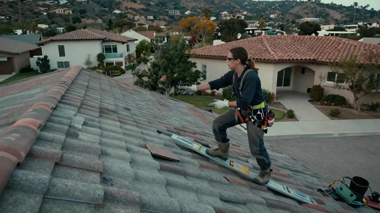 Tile Roof Repair in Laguna Niguel, California: professional roofer on the ground having a natural conversation with a